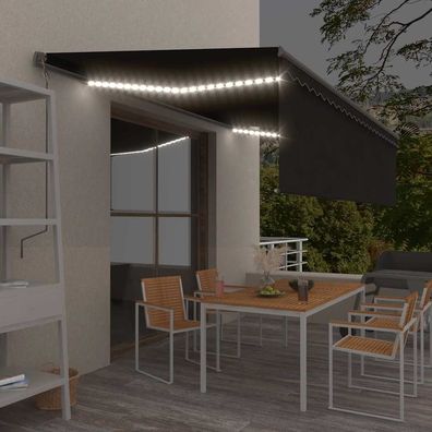 vidaXL Markise Automatisch mit Rollo LED Windsensor 5x3m Anthrazit