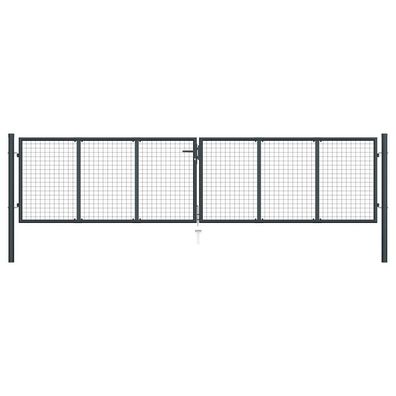 vidaXL Maschen-Gartentor verzinkter Stahl 400 x 100 cm Grau