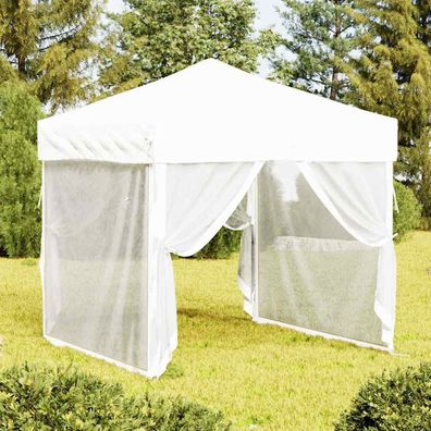 vidaXL Partyzelt Faltbar mit Seitenwänden Weiß 2x2 m