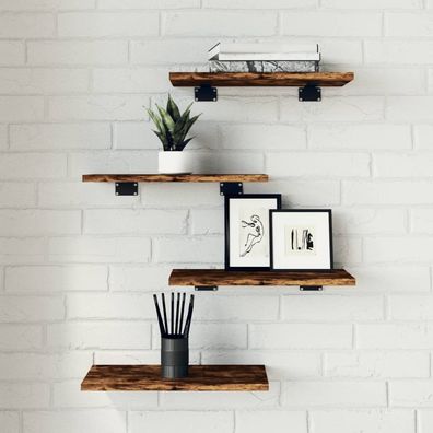 vidaXL Wandregale 4 Stk. Räuchereiche 40x20x1,5 cm Holzwerkstoff
