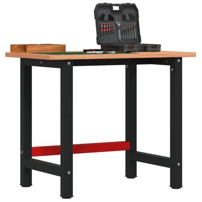vidaXL Werkbank 100x60x81,5 cm Massivholz Buche Rechteckig