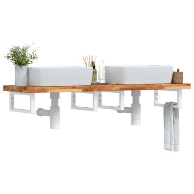 vidaXL Waschbeckenregal Wandmontage Stahl und Akazienholz