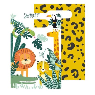 8 Papiertüten Get Wild Tiger Schlange Giraffe Zebra Dschungel Tiere Mitbringsel