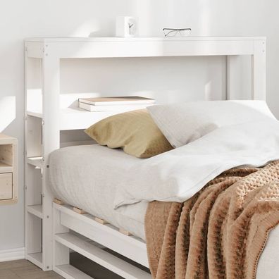 vidaXL Kopfteil mit Ablagen Weiß 75 cm Massivholz Kiefer
