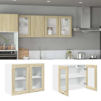 vidaXL Hängeglasschrank Lyon Sonoma-Eiche 80x31x60 cm Holzwerkstoff