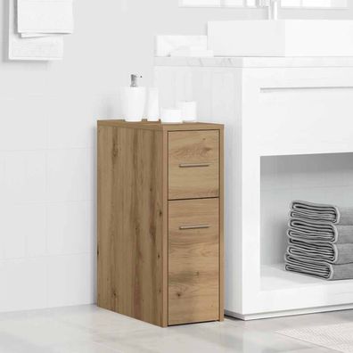 vidaXL Badschrank Schmal mit Rollen Artisan-Eiche Holzwerkstoff