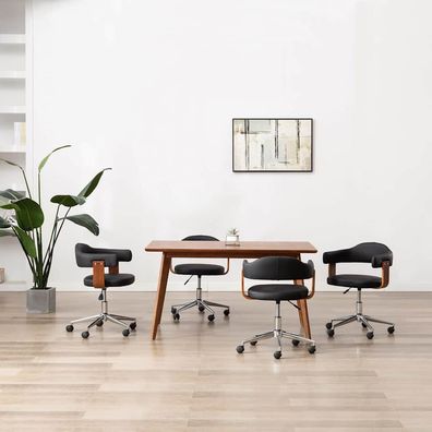 vidaXL Esszimmerstühle 4 Stk. Drehbar Bugholz und Kunstleder