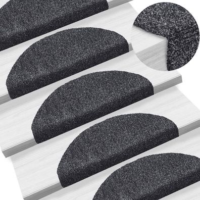 vidaXL Stufenmatten Selbstklebend 5 Stk. 65x21x4 cm Dunkelgrau Halbrund Groß