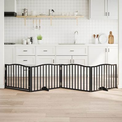 vidaXL Hundegitter mit Tür Faltbar 4 Paneele Schwarz 320 cm Pappelholz