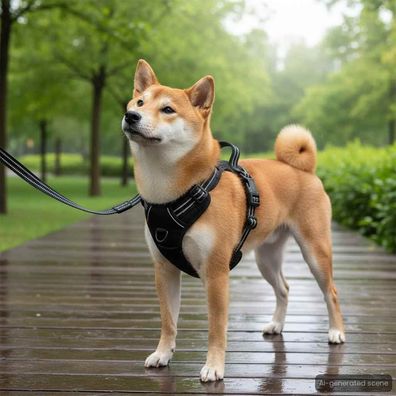 vidaXL Hundegeschirr mit Leine & Halsband Verstellbar Schwarz L