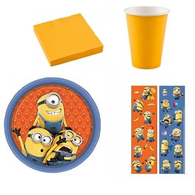 Minions Party Set Kindergeburtstag Teller Becher Despicable Me Stuart Sticker