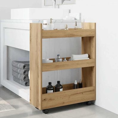 vidaXL Aufbewahrungswagen Schmal 3 Etagen Artisan-Eiche Holzwerkstoff
