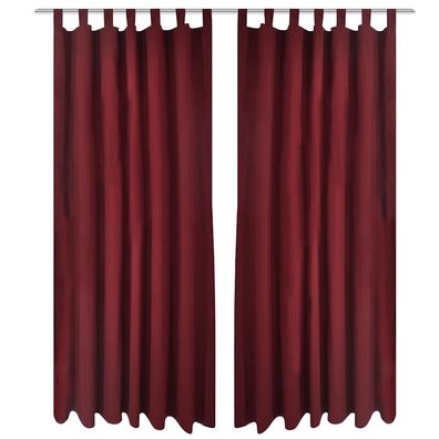 vidaXL Vorhänge Gardinen aus Satin 2-teilig 140 x 175 cm Dunkelrot
