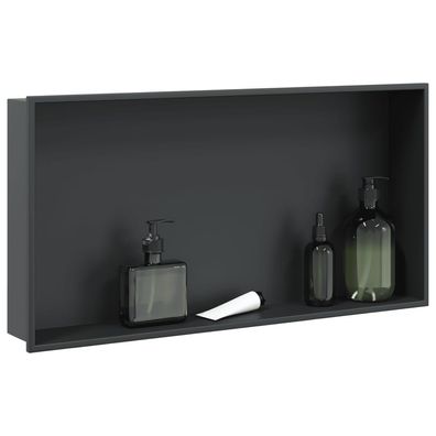 vidaXL Duschnische Mattschwarz 62x32x9 cm Edelstahl