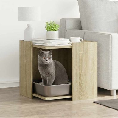 vidaXL Katzenklo Sonoma Eiche 53x53x51 cm Holzwerkstoff