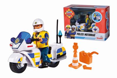 Simba 109251092 Feuerwehrmann Sam Polizei Motorrad Sammelfigur Police Motorbike