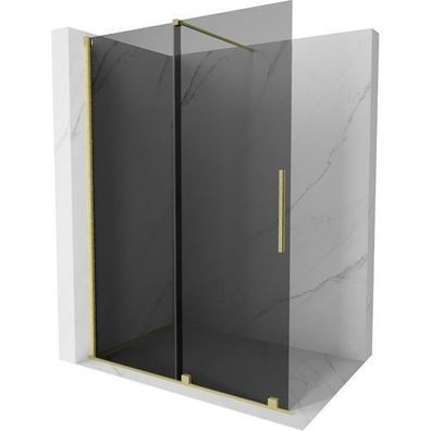 Mexen Velar Walk-In Dusche, Grafit, Gold gebürstet