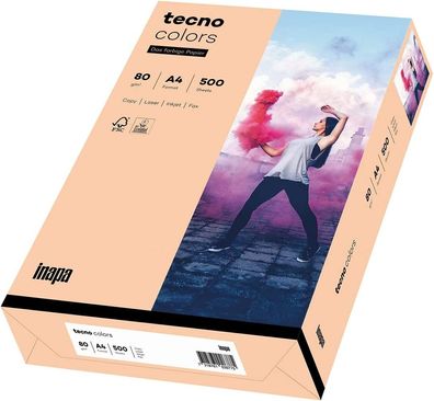 inapa farbiges Druckerpapier, buntes Papier tecno Colors: 80 g/m², A4, 500 Blatt, lac