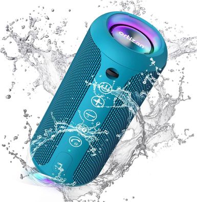 Ortizan X10 Bluetooth Lautsprecher 360° Sound 24W TWS Stereo IPX7 wasserdicht mit RGB