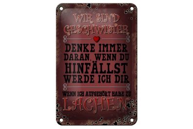 Blechschild wir Geschwister denken immer helfen lachen, 3 vers. Größen Spruch