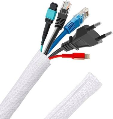 Kabelschutzschlauch 3 m Ø 13 mm, selbstschließende PET Kabelhülle, Kabelorganizer
