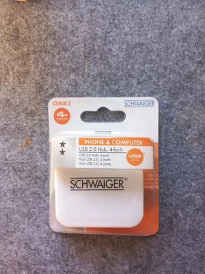 Schwaiger CKHUB 3 USB 2.0 Hub 3 Anschlüsse USB-A 480 Mbit/s Plug and Play kompakt für