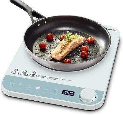 Amzchef Induktionskochplatte 2000 W, Einzel Induktionskochfeld mit 10 Stufen, Timer