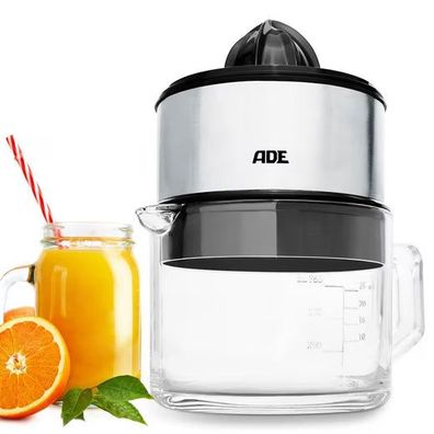 ADE Elektrische Zitruspresse 60 W mit 1 L Glaskaraffe 2 Presskegel Siebeinsatz
