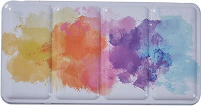 MEEDEN Aquarellkasten Leer Metall Tuschkasten mit 26 Halbnäpfchen Mischpalette Reise