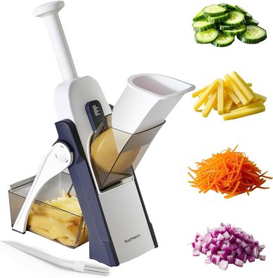 SupMakin Gemüseschneider Mandoline Hobel mit 4 Schneidmodi verstellbar 0,1-8 mm