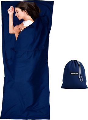 Reiseschlafsack ultraleicht mit Kissenfach 90 x 220 cm gebürsteter Stoff atmungsaktiv