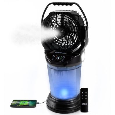 Duronic FM6 Akku Ventilator mit Sprühnebel, Tragbarer Wasserkühler 4 Stufen