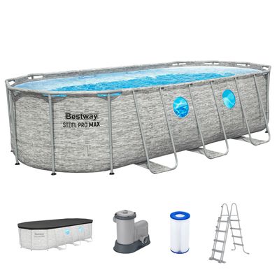 Steel Pro MAX™ Splashview™ Frame Pool Komplett-Set mit Filterpumpe 549 x 274 x