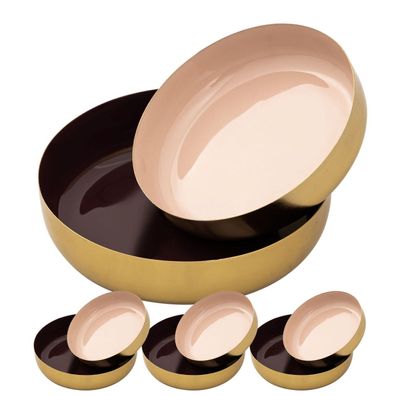 Dekoschale 2er Set rund ø 22/18cm Masterbox 4-teilig Obstschale Glam hochwertig