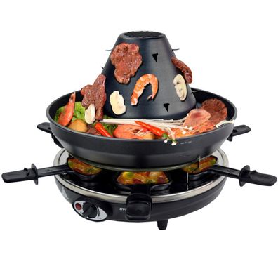 6er Tatarenhut Raclette Grill | Tischgrill | Pfännchen | Emailliert