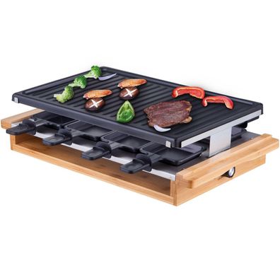 8er Raclette Grill | Tischgrill | Pfännchen | Emailliert Leitol