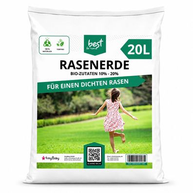 Best For Garden Bio Rasenerde torffrei für gesunden Rasen, kräftige Wurzeln & Garten