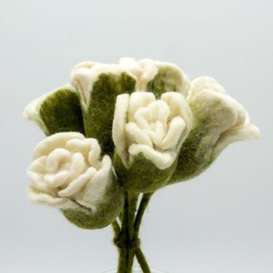 6x Filzblumen - Weisse Rosen