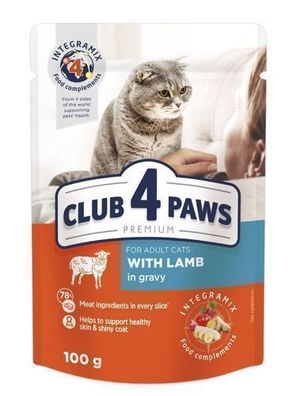 CLUB 4 PAWS KATZE Beutel 100 g Lammfleisch in Soße