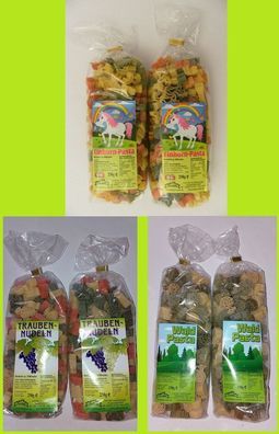 Motivnudeln Einhörner Wald Trauben 1Set = 2x 250g Nudeln Pasta Streuteile Bäume Baum