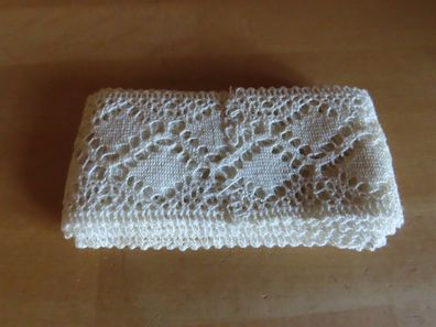Borde Bordüre Spitzenborde beige Muster Vierecke 5,5 cm breit ca. 2,4 m lang