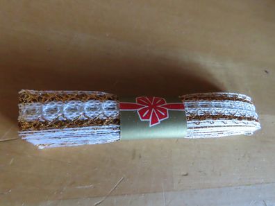 Borde Bordüre Band Geschengeband weiß goltfarben 1,6 cm breit ca. 4m lang