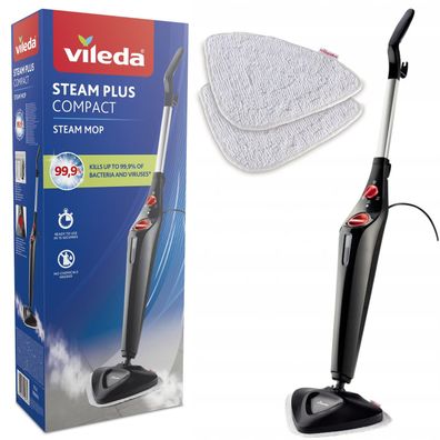 Elektrischer Dampfmopp Steam Plus Compact mit 2x Mikrofaser-Ersatztüchern Vileda
