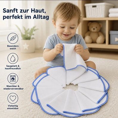 Mias Baby-Waschlappen aus Molton Flanell - 10 Stück, aus Baumwolle