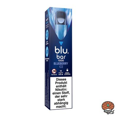 blu bar Blueberry ICE E-Shisha, 18mg Nikotin, Einweg-E-Zigarette, max. 1000 Züge
