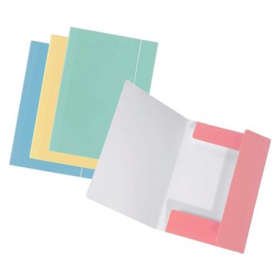 FALKEN 4x Sammelmappe PastellColor 3 Klappen Gummiband DIN A4 sortiert