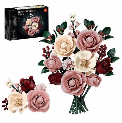 Rosa Rosen Bouquet Klemmbausteine Blumen Deko Zuhause Béro Valentinstag Weihnachten