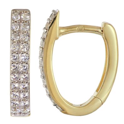 trendor Schmuck Damen-Ohrringe Klapp-Creolen Gold 333/8K mit Zirkonia 21750