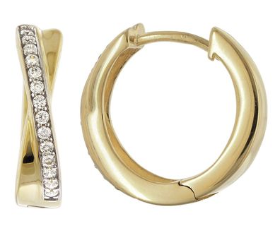 trendor Schmuck Damen-Ohrringe Klapp-Creolen 333 Gold (8 K) mit Zirkonia ? 15 mm 217