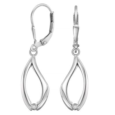 trendor Schmuck Damen-Ohrringe 925 Silber Rhodiniert Zirkonia Ohrhänger 21815